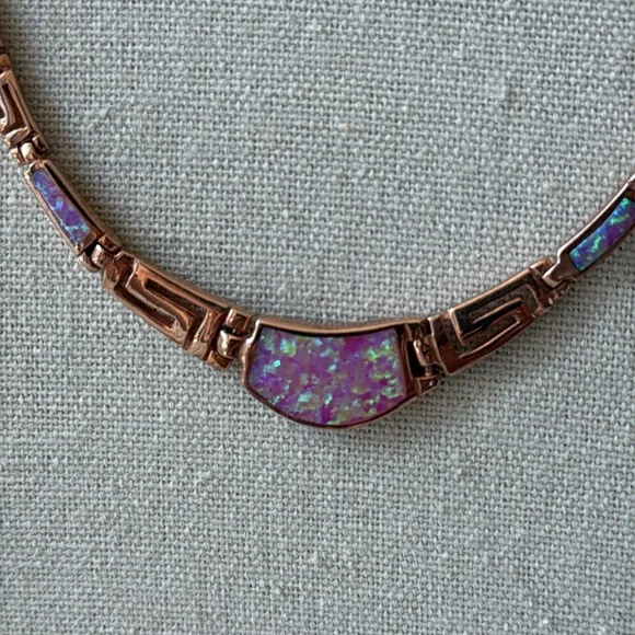 ❌SOLD❌Elegant Grecian-Inspired Pink Opal Set in Rose Gold Over Sterling Silver - Picture 7 of 10